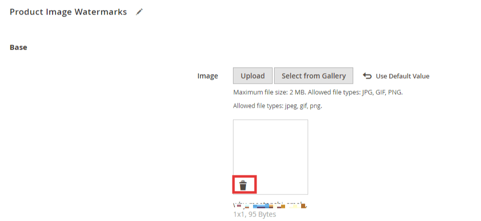 Magento watermark