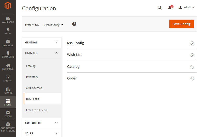 magento rss feed