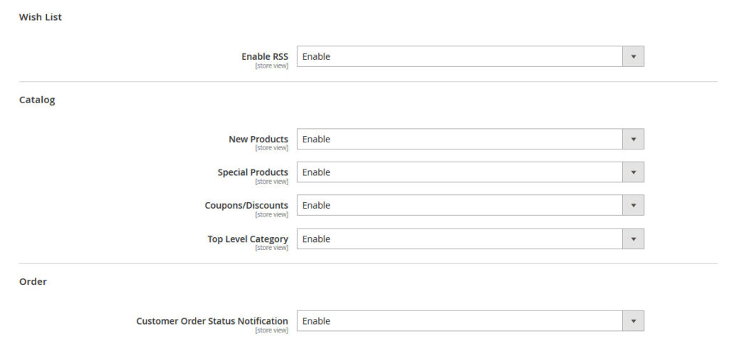 magento rss feed