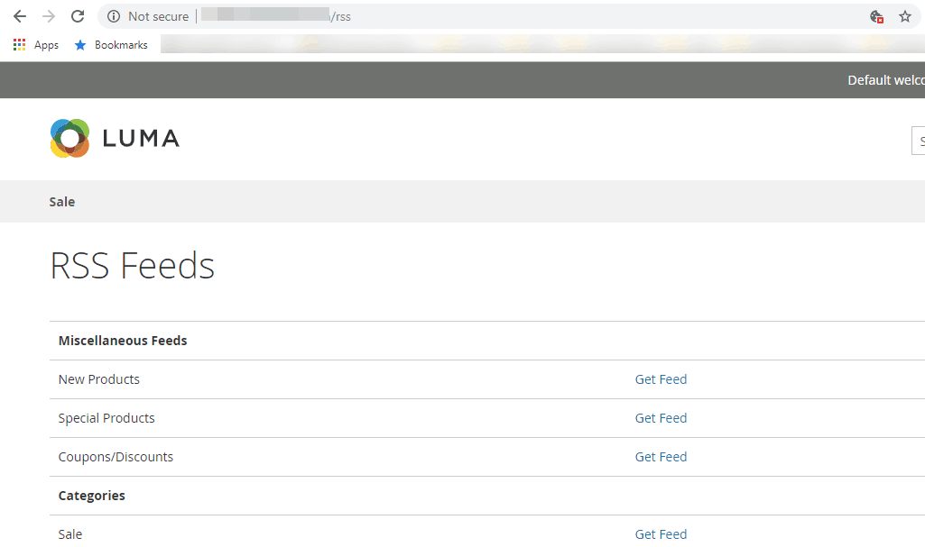 magento rss feed