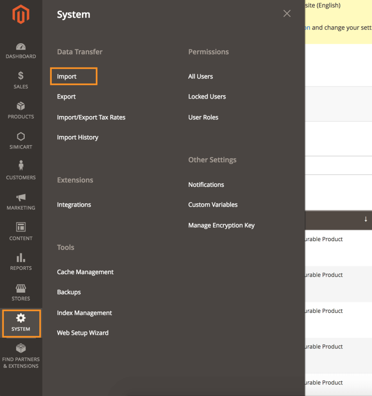 Magento importing products