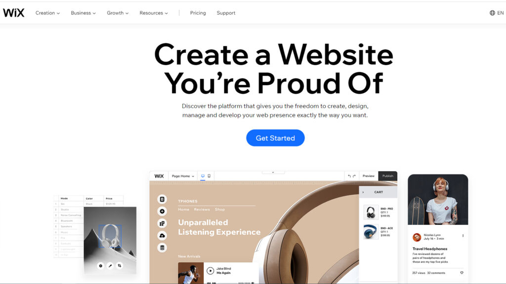 Wix homepage